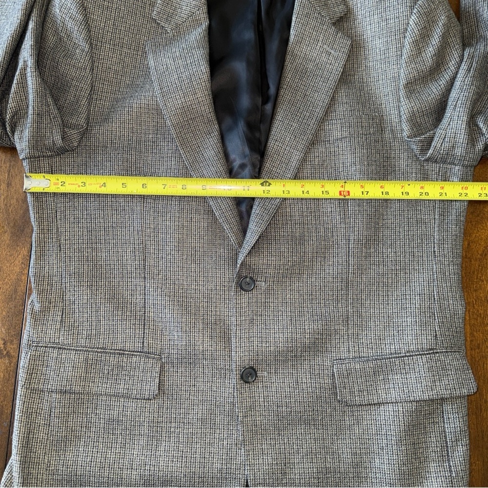 Chaps 100% Lambswool Gray Plaid 2 button Sports Coat Jacket Mens 42R Lined - Picture 9 of 14